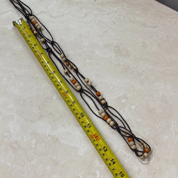 3/10$, Macramé Wood Beaded Waxed Cord Waist Belt - Picture 4 of 5